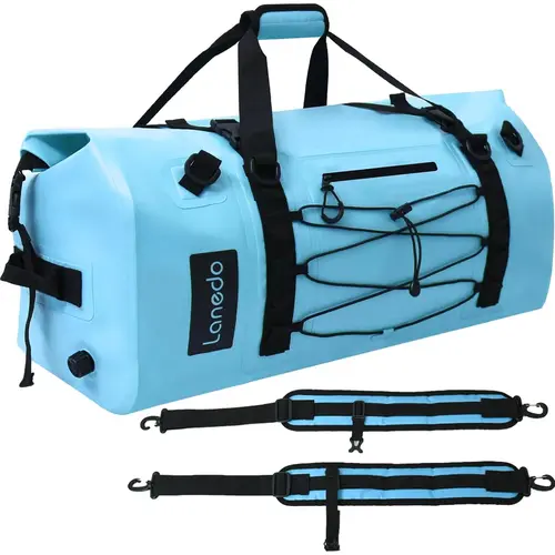 80L Spacious Waterproof Duffle Travel Bag - Heavy Duty Roll Top, Durable Straps and Handles, Easy Access to Gear, Reinforced Design for Kayaking, Fishing (Waterproof Materials)