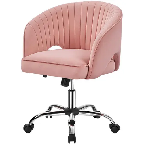 Costoffs Adjustable Velvet Upholstery Office Chair - Tufted Barrel Back, Rolling Wheels, Ergonomic Computer Chair, Modern Swivel, Rock Function, Supportive Sitting Furniture, for Home Office & Vanity Use, Modern Swivel Chairs