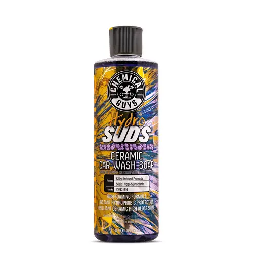 Chemical Guys HydroSuds SiO2-Infused Ceramic Car Wash Soap - 32oz/64 oz Concentrated Liquid Cleaner, High-Foamy, Extreme Gloss Boost, Hydrophobic Protection, Repels Water Dirt Pollutants, Automotive Washing Accessory (Concentrated Saves Soap), Thick Foam,