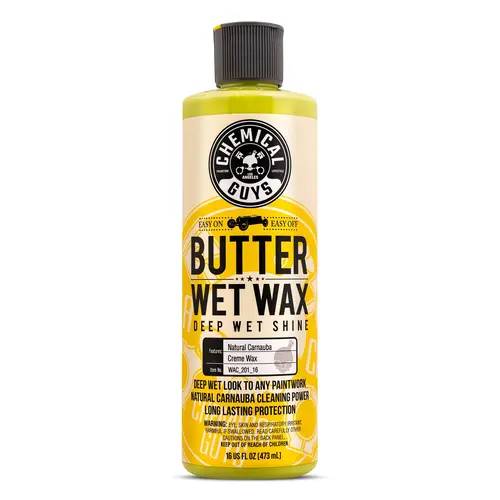 Chemical Guys Butter Wet Carnauba Wax - Easy-Apply Liquid Paint Protection Wet Wax with UV Blockers, Dust Repel Coat, Hydrophobic Properties, Long-Lasting Shine, Warm Glow for Paint, Chrome, Glass, Surface Cleaner