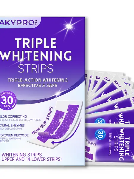 【DealsForYouDays】SAKYPRORAL Purple + Hydrogen Peroxide Whitening Strips – Same Enamel-Safe Ingredient Dentists Use | Long-Lasting Results, Not Just a Purple Tint, 4 Shades Whiter in 7 Days, 14/28 Strips