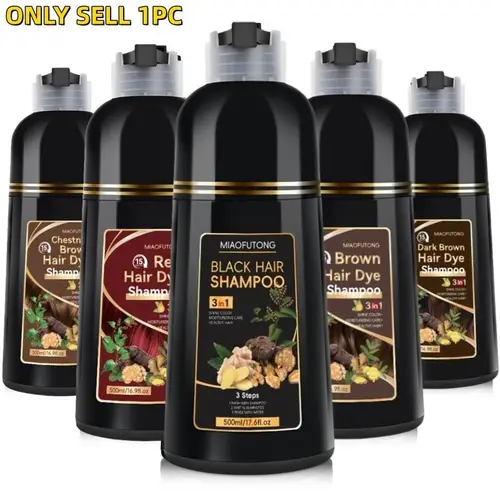 3 in 1  Hair Dye Shampoo, 1/2 Boxes Natural Extracts Moisture Nourishing Hydrating Moisturizing Smooth Cleansing Hair Dye Shampoo, Professional Hair Care & Styling Product for Men & Women