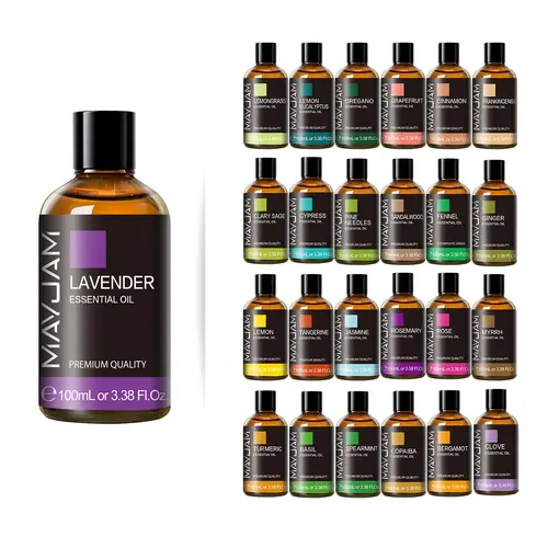 MAYJAM Jasmine & Lavender Scented Diffuser Oils - 100ML/3.38OZ Amber Glass Bottle Refill, Calming Aroma Home Supplies for Stress Relief, Aroma Diffusers, Personal Care, Hair Care, Ideal Gifts Choice