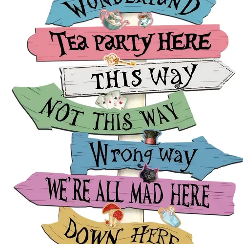Welcome To Wonderland Directional ArrowsSign,16x12,Wonderland Party Decorations, family decor，KidsRoom Decor For Girls