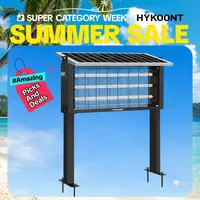 HYKOONT 30W Solar LED Rechargeable Bug Zapper - Triple-Tube, Dusk-to-Dawn, IPX4 Waterproof Outside Insect Killer for Summer Garden Control, Outside Bug Zapper, Rechargeable Mosquito Zapper summerwins,dorm essentials,home essentials