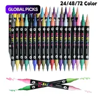 24/48/72 Color Dual-Tip Acrylic Paint Marker Pens - Set of 12/24/36 Soft Brush Design,Water-Based Acrylic Paint Pens, Perfect for Rock, Wood, Glass, Eggs, Scrapbook, Art Supplies, with Bright, Smooth and Quick-Dry Ink，Back-To-School Gift Halloween Crafts
