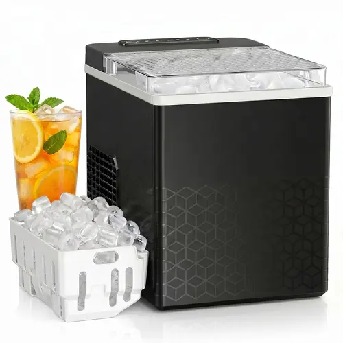 Xbeauty Countertop Bullet Icemachine, 27lbs/day Residential Model with 6-13 Min Quick Ice Make, Self-Cleaning Portable Unit with S/L Cube Size for Home Kitchen, RV Home Essentials, Bullet Ice Maker for Iced Coffee, Soda, Whiskey, and Home Bar