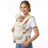 Ergonomic Baby Carrier in Breathable Cotton Linen, 3-Position Adjustable Holder for Newborns & Toddlers (7-40 lbs), Lightweight for Hands-Free Travel