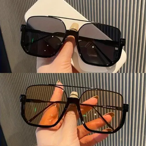 Unisex Vintage Oversized Chunky Classic Square Metal Frame Sunglasses - Large Size, Large Frame Men's Sunglasses, AC Lenses, Eyewear Fashion for Daily Wear & Driving, Retro Vibe