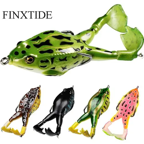 FINXTIDE 5PCS Frog Topwater Diving Lures - 13.5g Wobblers with Double Props, Rotating Fin Mayhem, Silicone Treble Hooks, Versatile Depth Control, Secure Grip, Realistic Look - Saltwater Fishing Lures, Father's Day Gift Fishing Equipment