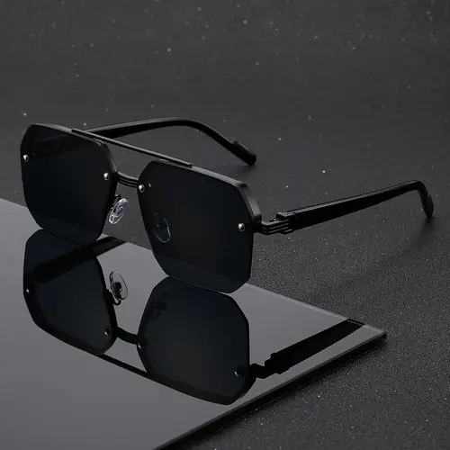 Unisex Retro Square Full Rim Rubber Frame Sunglasses - Double Bridge, UV Protection, Adults' Fashion Eyewear Accessories, Party Wear, Ideal for Father's Day Gifts, Men's Sunglasses, Mens Gifts