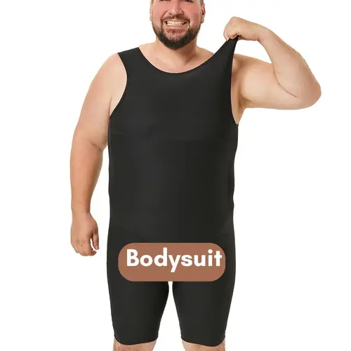 Men's Cut Out Scoop Neck Tank Romper, Tummy Control Seamless Shaper, Stretchy Shapewear, Men's Shapewear Bodysuit for All Seasons, Shapewear Body Suits, Bodysuit Clothes
