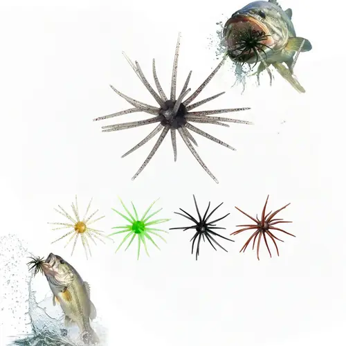 Soft Artificial Fishing Lures Set - 8cm Floating Shape, Reflective Stars, Sea Urchin Look, Tear-Resistant Soft Worms, Water Balloon Floats for Bass, Mandarin Fish