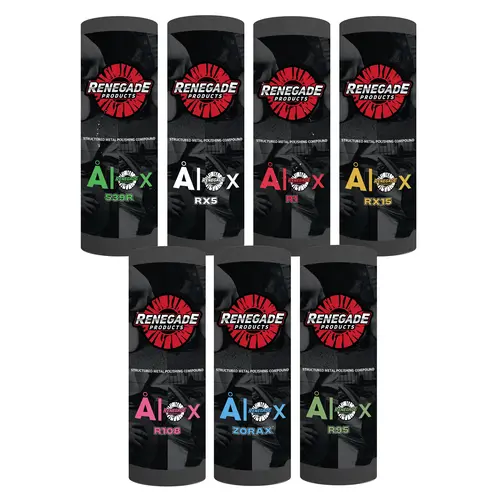 Renegade Products AlOx Structured Polishing Compounds | Cut, Color & Buff System for Aluminum, Stainless Steel, Brass & Copper | Airway Buffing Wheel Compatible