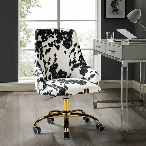 HULALA HOME Brett Fabric Office Chair Ergonomic Shape Durable Frame Classic Design Soft Filling Height Adjustable All Directional Wheels