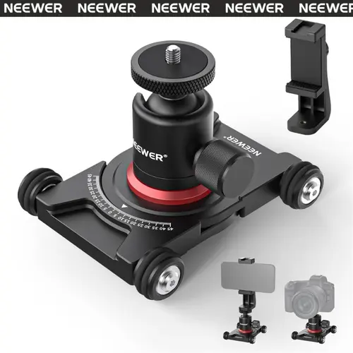 NEEWER SD001 Manual Camera Slider Dolly with Adjustable Ball Head, Articulating Arm, Phone Clamp, Smooth Wheels, 90° Tilt Control for Smartphone, Mirrorless Cameras - Ideal for Vlog Filming Setup (TikTok Shop Back to School)