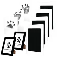 Larleaf Paw & Nose Print Kit - 4 Ink Pads, 2 Photo Frames (2.3×3.7" Window), 8 Imprint Cards, Mess-Free Clean Touch Stamp Kit, Long-Lasting Prints, Framed Keepsake Memorial Gift for Dogs & Cats, Pet Accessories