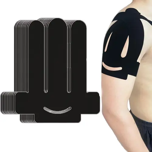 Unisex Adult Pre-Cut Cotton Kinesiology Tape, 10-Pack Precision Cut Rounded Corners Shoulder Support, Waterproof Breathable Sweat-Proof Hold for Lifting & Rotator Cuff Relief, One Size