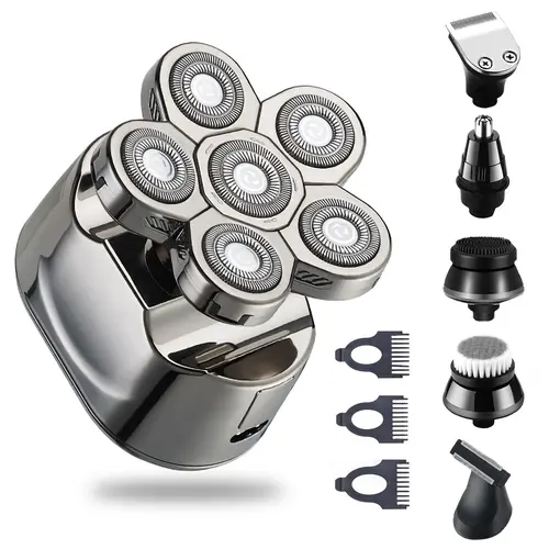 SOLIMPIA 7D Head Shaver for Bald Men, Smooth Electric Shaving Product with Nose Hair Trimmer & Brush, IPX6 Waterproof Wet/Dry Grooming Kit, Anti-Pinch, LED Display, USB Rechargeable Father's Day Gift, Fathersdaygift