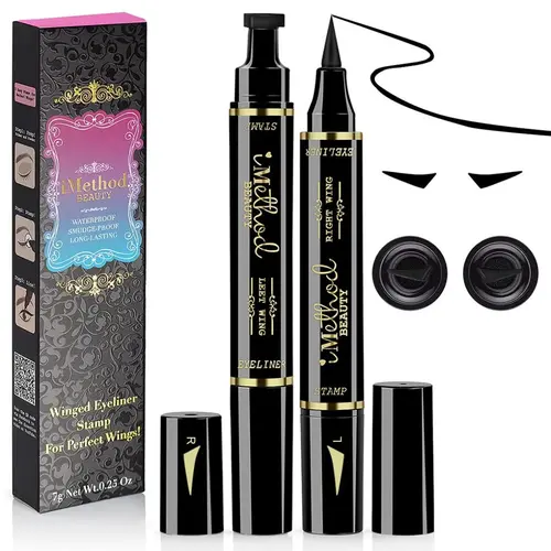 iMethod Double End Waterproof Eyeliner Stamp - Hooded Eye-Friendly, 10mm, Easy Wings for Party Looks, Long Wear, Smudgeproof, Eye Makeup Products for Easy Application