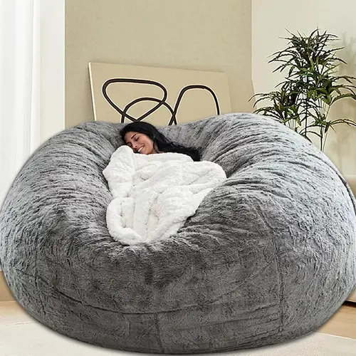 5FT Velvet Bean Bag Chair - Wrinkle-Free, Skin-Friendly, Super Soft Flannel Fabric, High-Rebound Memory Foam Lazy Sofa with Double-Stitched Seams, 2-Layer Zipper, Easy Care for Home Comfort, Modern Indoor Lounge Furniture