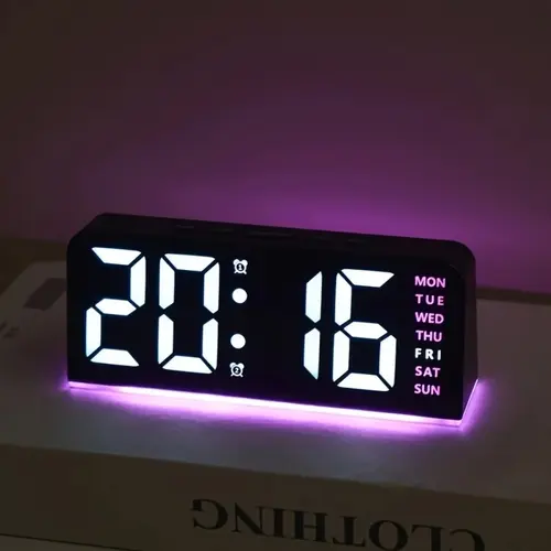 Digital LED Alarm Clock, Digital Alarm Clocks for Bedrooms, Desktop Table Clock, Bedroom Clocks Digital, with Time & Temperature Display, Backlight & Snooze Function, Modern Bedroom Decor