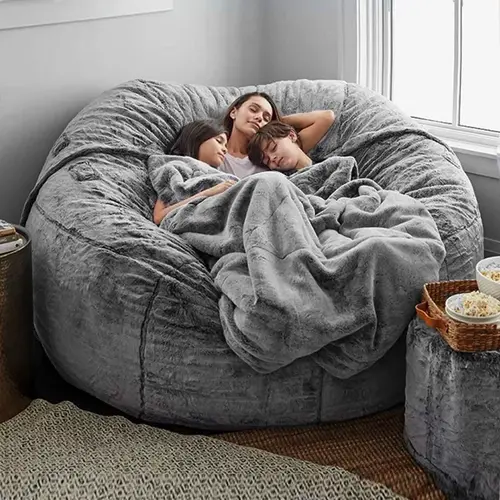 Indoor Jumbo Lazy Floor Beanbag Chair for Adults, 5FT-6FT Cushioned Cloud Sofa Couch, High-Rebound Memory Foam Filler, Removable Flannel Cover, Free Shipping