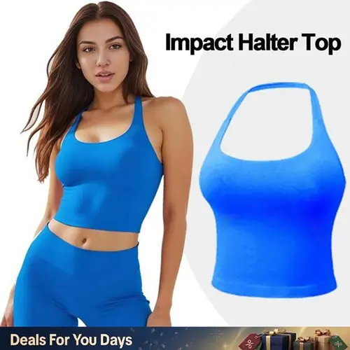 [SIZE UP 1-2] GYMER Impact Halter Top Fitness Gymwear Women's Tank Tops Workout Sports Vest Seamless Yoga Backless Tanks Gym Sportswear Activewear Athletic Athletic Training Apparel