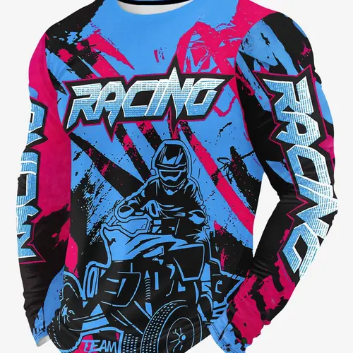 Atv All-Terrain Off-Road Long Sleeve Racing Suit, Racing Inspiration, Fitted Design Casual Style, Long Sleeve, Spring & Fall Wear, Figure Pattern
