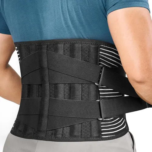 UGEM Back Brace for Lower Back Pain Relief, 6-Stay Breathable Lumbar Support Belt with 16-Hole Mesh, Anti-Skid for Men/Women Work & Sciatica Relief