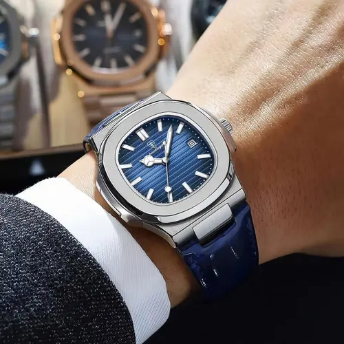 Men's Fashion Luminous Waterproof Analog Watch with Date Display, Stainless Steel Case, PU Leather Strap, Quartz Movement, Casual Trendy Wristwatch, Casual Business Wristwatch