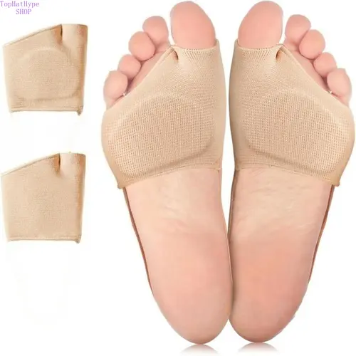 Unisex Metatarsal Pads 2-Piece Set, Socks-Compatible Forefoot Cushions with Thickened Design, Breathable Nylon-Rubber Fabric & Gel, Shockproof for Selfcare, Morton’s Neuroma Help, Runs & Dancesafe, Casual Daily Wear