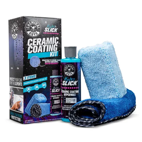 CHEMICAL GUYS HydroSlick Ceramic Coating Kit - HyperWax Formula for Glossy Shine, Hydrophobic Protection, Car Detailing | Easy DIY 1-Year Waxlike Apply for Vehicles | Replaces Wax, Protect Your Car