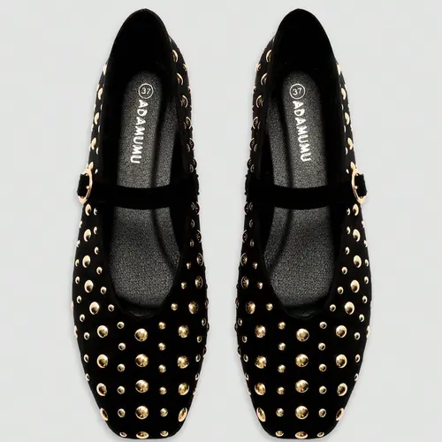 Women's Retro Sequined Square Toe Textile Upper Low-Top Flat Shoes, Vintage Chic Shoes, Elegant Flats, Commuter & Date Versatile Footwear, Stylish Women's Single Shoe, Walking Shoes, Office Commuting Shoes