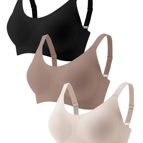 3/6 pack of high-quality seamless women's bras, Jelly supportive bra, with adjustable straps, jelly cooling sensation, wire-free support for a gathered back, comfortable, breathable, soft against the skin, suitable for daily casual wear and commuting