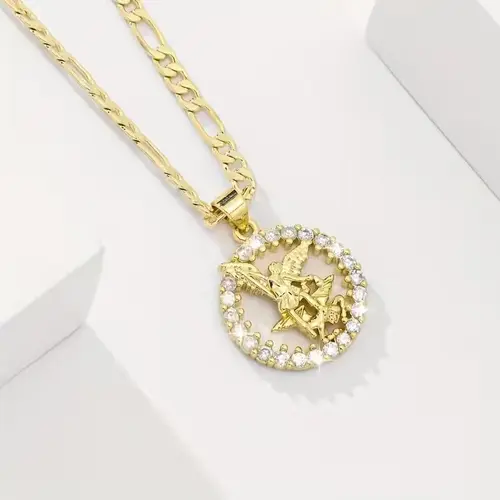 Elegant 14K Gold PlatedPriest Pendant Necklace with Cubic Zirconia Bohemian StyleSuitable for Holidays And Special Occasions, Holiday Jewelry IBohemian Style Pendant |14K Gold Plated Jewelry