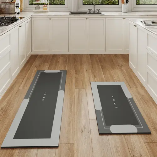 Kitchen Rug 2-Piece Set: Absorbent,0.1in thin style, Anti-Slip, Stain-Resistant Long Runner Mat, Floor Anti-Slip Mat, Home Decor. Suitable For Anti-Slip Areas Such As The Living Room, Bedroom, Bathroom Entrance, Sink, And Laundry Room.