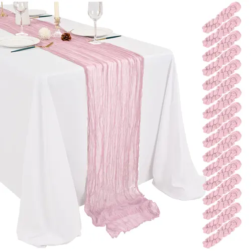 SHOWGEOUS 4/8/16-Pack 17.7x108 Inch Lightweight Reusable Synthetic Polyester Boho Gauze Cheesecloth Table Runners for Wedding, Halloween, Thanksgiving Decor