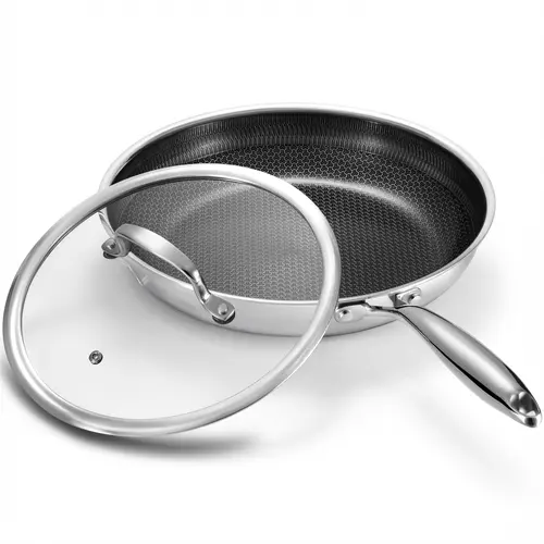 TIBBICC Non Stick Frying Pan 8/10/12 inch with Lids, Hybrid Stainless Steel Skillets with Stay-Cool Handles, PFOA-Free Non-Toxic Cookware, Dishwasher & Oven Safe, Compatible with All Cooktops, Nonstick Cooking Tools,home essentials