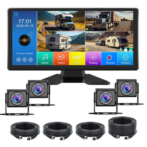 VEKOOTO RV Camera System, 4K Backup Camera with 10.36'' Touch Screen, Waterproof 4 AHD Rear Side View Camera, for Truck/Semi-Trailer/Camper/RV/Bus