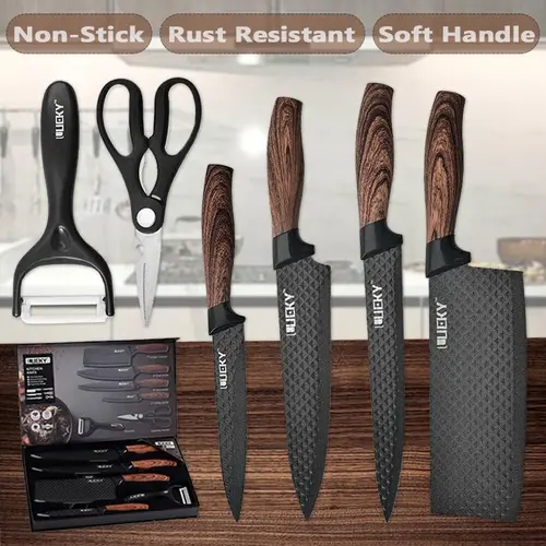 Professional 6-Piece Kitchen Knife Set (6-Tool Kitchen Kit) with Gift Box, 8" Chop & Slice Set, Sharp Stainless Steel Blade, Non-Stick Chef & Meat Cutting Knives for Cooking, Kitchenware#DealsForYouDays