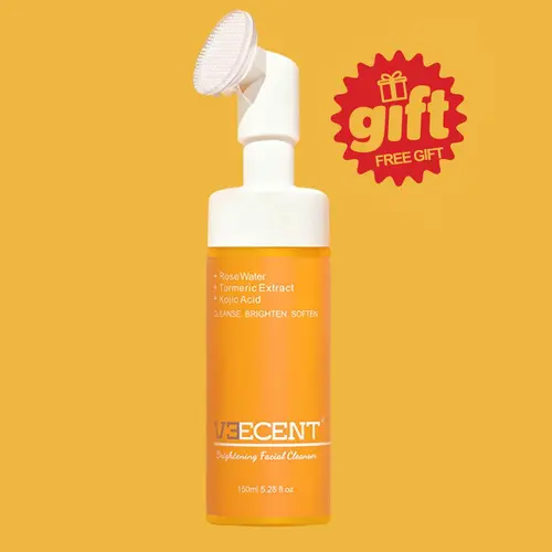 Veecent 150ml Turmeric + Kojic Acid Foaming Facial Cleanser + Silicone Brush Cleansing Skincare Set (Gentle Type) – Turmeric Face Wash (Facial Care Set) Coconut Soothing