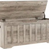 Extra Large Storage Chest, Wooden Storage Bench with 2 Safety Hinges, Multi-Purpose Trunk for Bedroom, Living Room & Entryway, Shoe Bench Organizer, Greige Finish