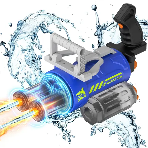 GOTOOFUN Dual-Barrel Auto-Firing Electric Water Gun - Voice Control, Interactive Voice Play, Non-Slip Grip for Control, 700ml Large Tank, No-Pumping, 9m Long Range, Unisex Kids Pool Toy, Ideal Boy Gift