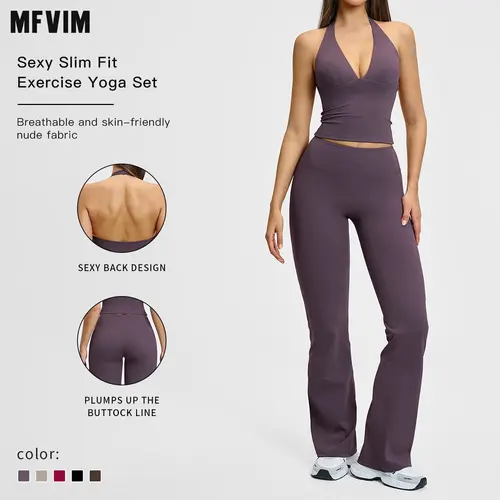 MFVIM Women's 2 Piece Sleeveless Colorblock Fleece Yoga Set with Shoulder Straps, Athletic Fit Training Clothes for Gym Workout Women, Premium Sportswear for Running & Exercise,summerwins,travel essentials,camping essentials