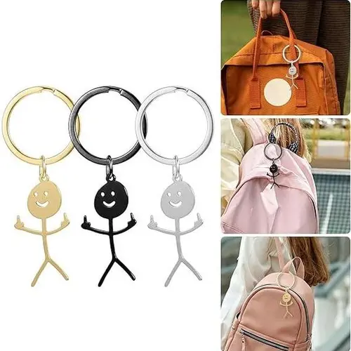 Cartoon Figure Shaped Keychain for Men & Women, Stainless Steel Keychain, Metal Key Chain, Cute Key Ring