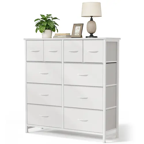 10 Drawers Fabric Cabinet Versatile Storage Tower Organizer TV Stand for Bedrooms Wardrobes Entryways Living Rooms Modern Design