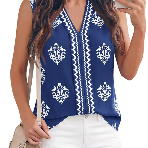BTFBM Womens Tank Tops Floral Printed V Neck Sleeveless Spring 2026 Business Work Dressy Casual Shirts Chiffon Blouses