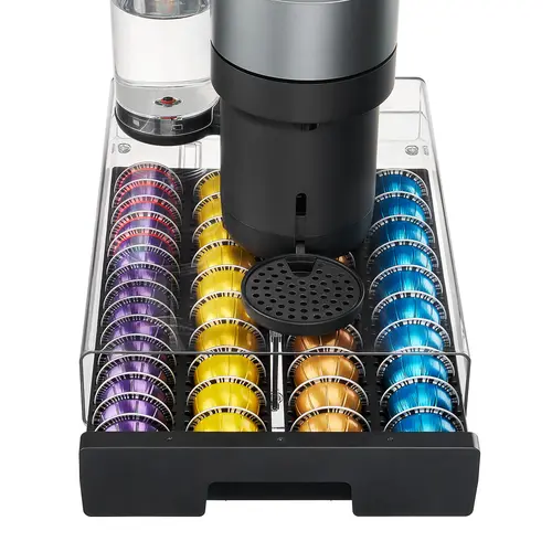 【DealsForYouDays】Vtopmart Coffee Pod Drawer Organizer for Nespresso Vertuo Pods, Holds 40 Large or 60 Small Capsules, Acrylic Coffee Pod Holder with Smooth Pull-Out, Anti-Slip Clear Storage,summerwins