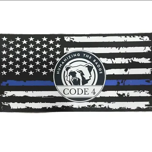 5-Piece Thin Blue Line Car Sticker Decal Set - "Code 4 - A Badge Upheld by Every Heartbeat" Design for Law Enforcement Awareness, Show Support, Tribute to Service & Public Display
